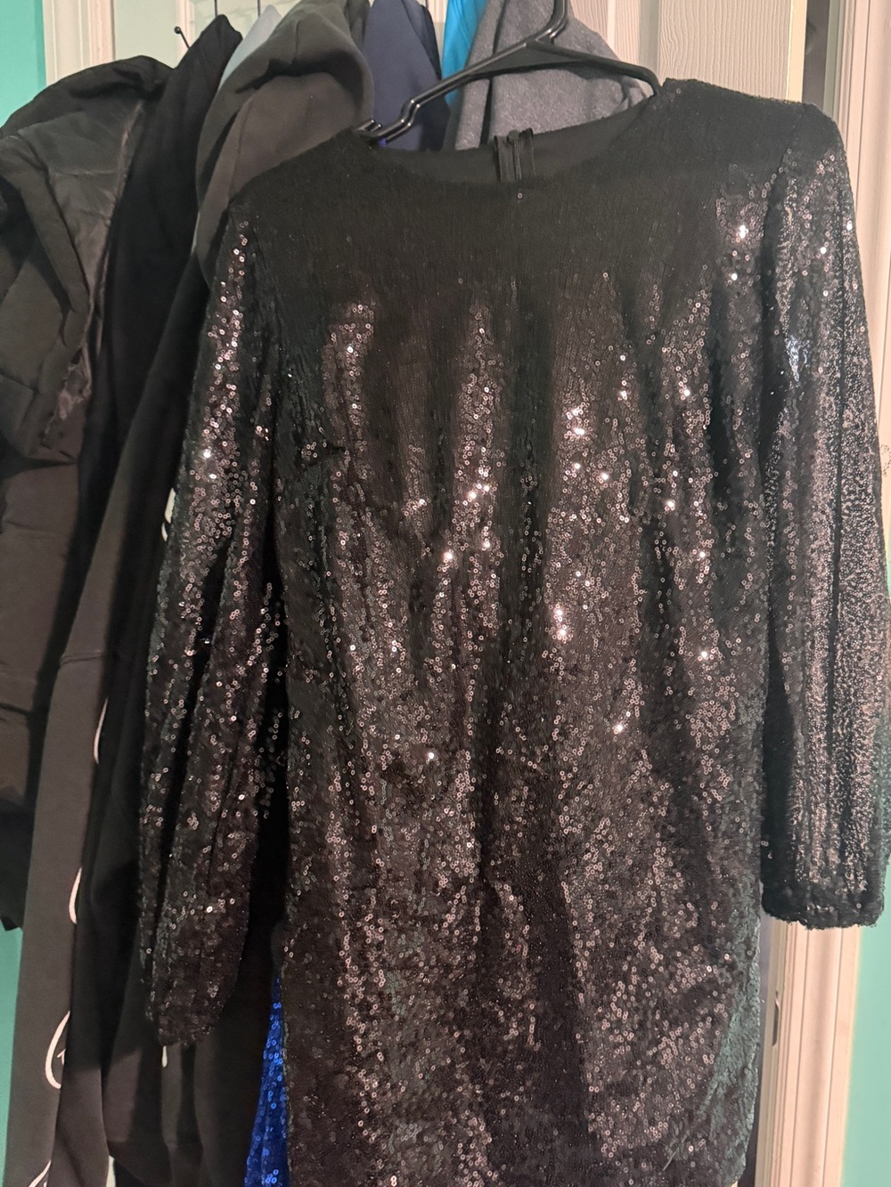 Lulu's Black Long Sleeve Sequin Dress